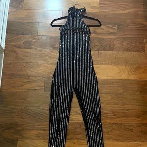 Mesh Black Backless Jumpsuit